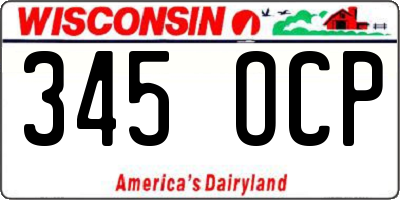 WI license plate 345OCP