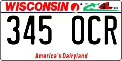 WI license plate 345OCR