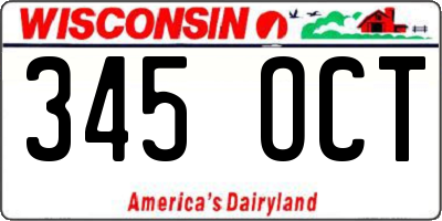 WI license plate 345OCT