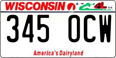 WI license plate 345OCW