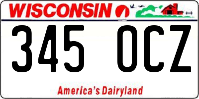 WI license plate 345OCZ
