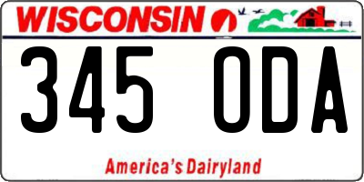 WI license plate 345ODA