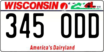 WI license plate 345ODD