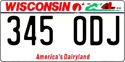 WI license plate 345ODJ