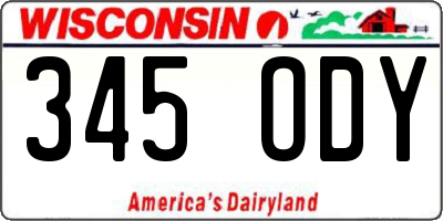 WI license plate 345ODY