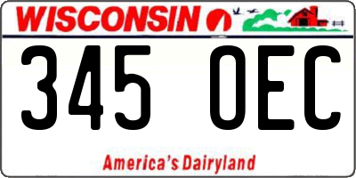 WI license plate 345OEC