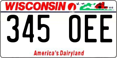 WI license plate 345OEE