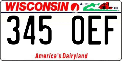 WI license plate 345OEF