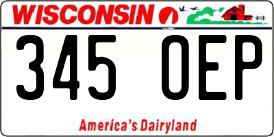 WI license plate 345OEP