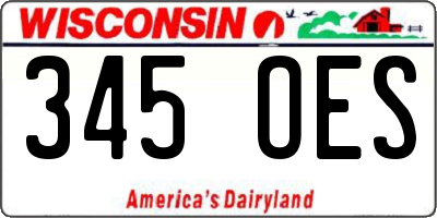 WI license plate 345OES