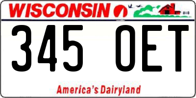 WI license plate 345OET