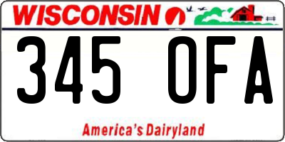 WI license plate 345OFA
