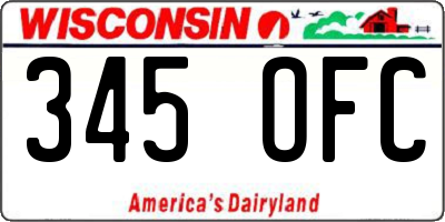 WI license plate 345OFC