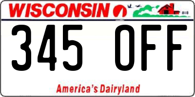 WI license plate 345OFF