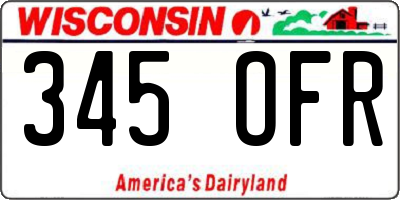 WI license plate 345OFR