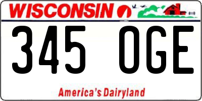 WI license plate 345OGE