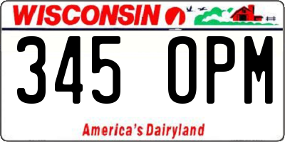 WI license plate 345OPM