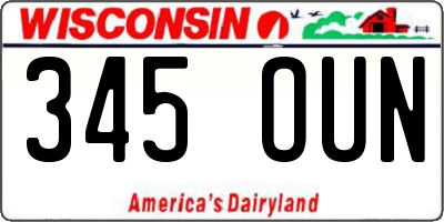 WI license plate 345OUN