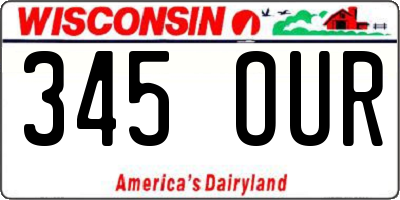 WI license plate 345OUR