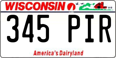 WI license plate 345PIR