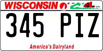 WI license plate 345PIZ