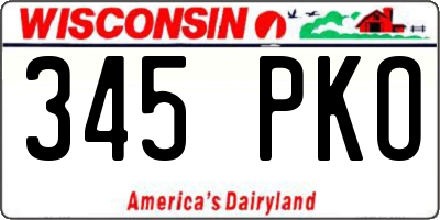 WI license plate 345PKO
