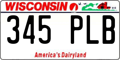WI license plate 345PLB