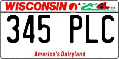WI license plate 345PLC