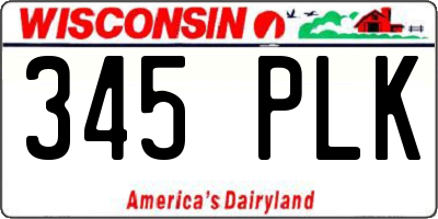 WI license plate 345PLK
