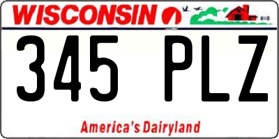 WI license plate 345PLZ