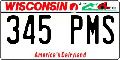 WI license plate 345PMS