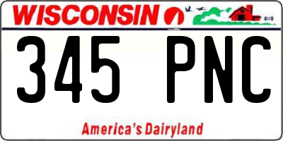 WI license plate 345PNC