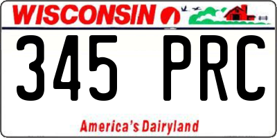 WI license plate 345PRC