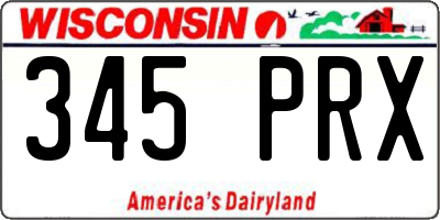 WI license plate 345PRX