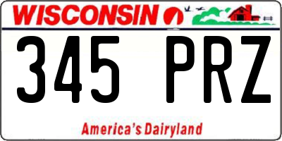 WI license plate 345PRZ