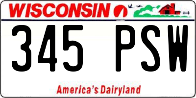 WI license plate 345PSW