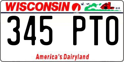 WI license plate 345PTO