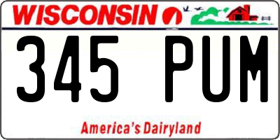 WI license plate 345PUM