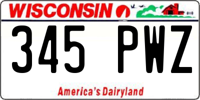 WI license plate 345PWZ