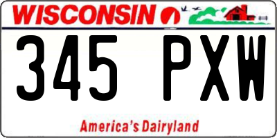 WI license plate 345PXW