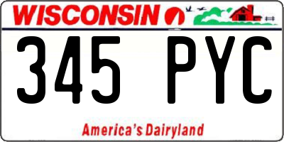 WI license plate 345PYC