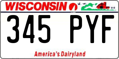 WI license plate 345PYF