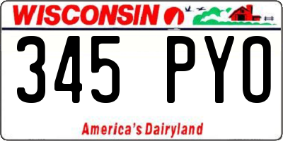 WI license plate 345PYO