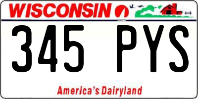 WI license plate 345PYS