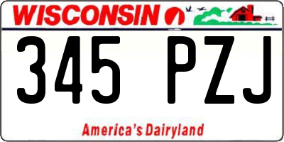 WI license plate 345PZJ
