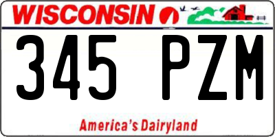 WI license plate 345PZM
