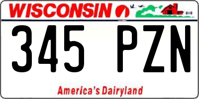 WI license plate 345PZN