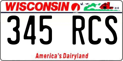 WI license plate 345RCS