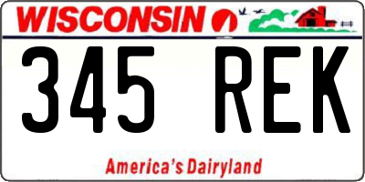 WI license plate 345REK