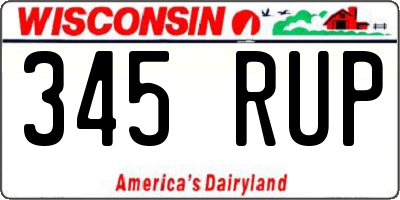 WI license plate 345RUP